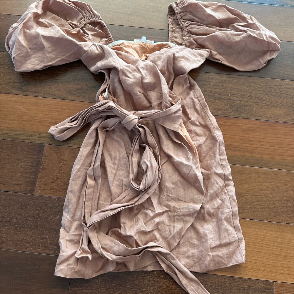 Brown Tie Front Wrap Mini Dress